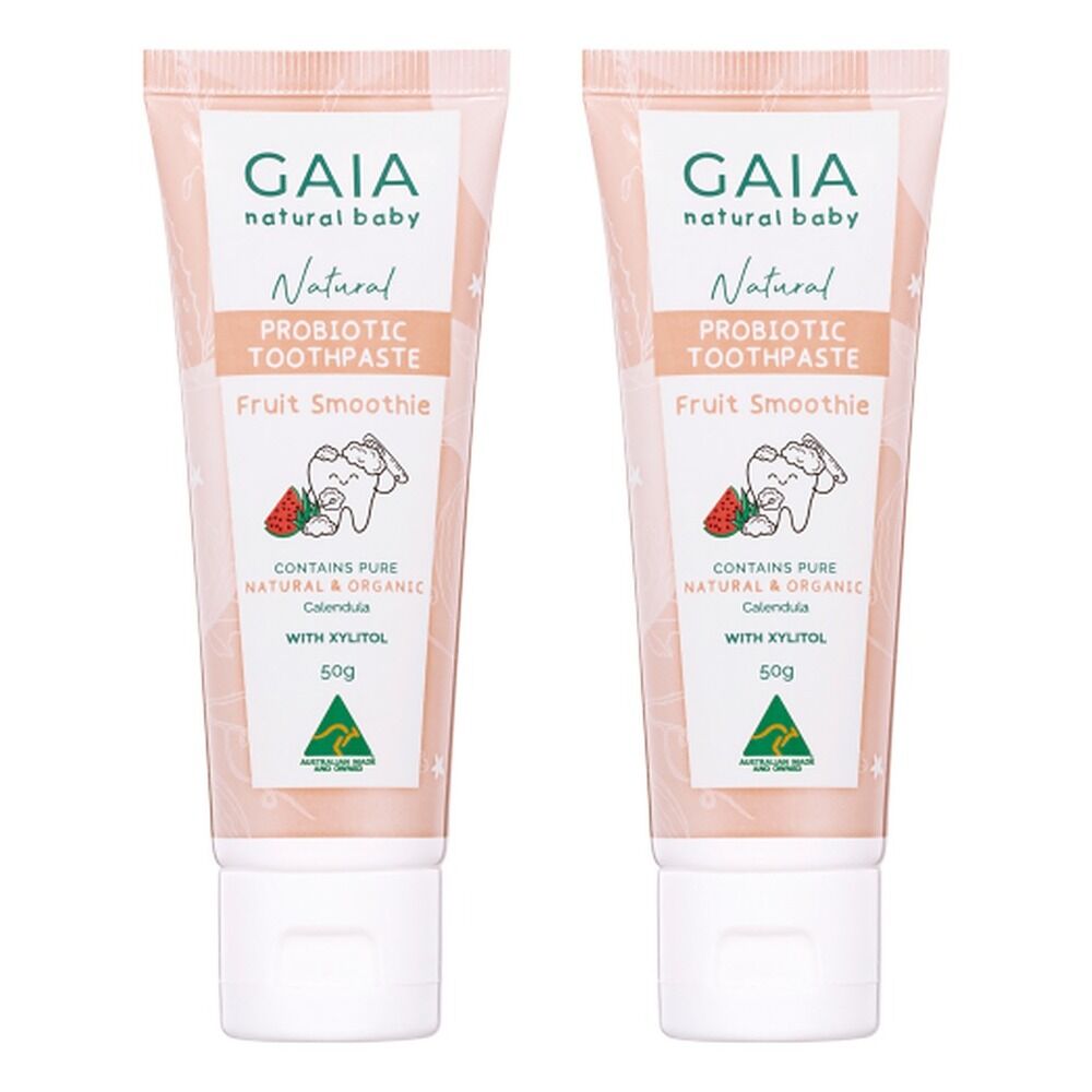 GAIA Natural Probiotic Toothpaste Fruit Smoothie 50g Pack of 2