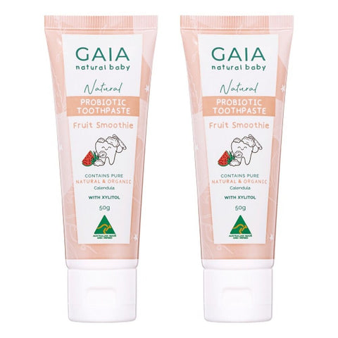 GAIA Natural Probiotic Toothpaste Fruit Smoothie 50g Pack of 2