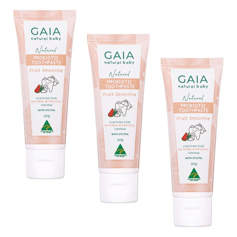 GAIA Natural Probiotic Toothpaste Fruit Smoothie 50g Pack of 3