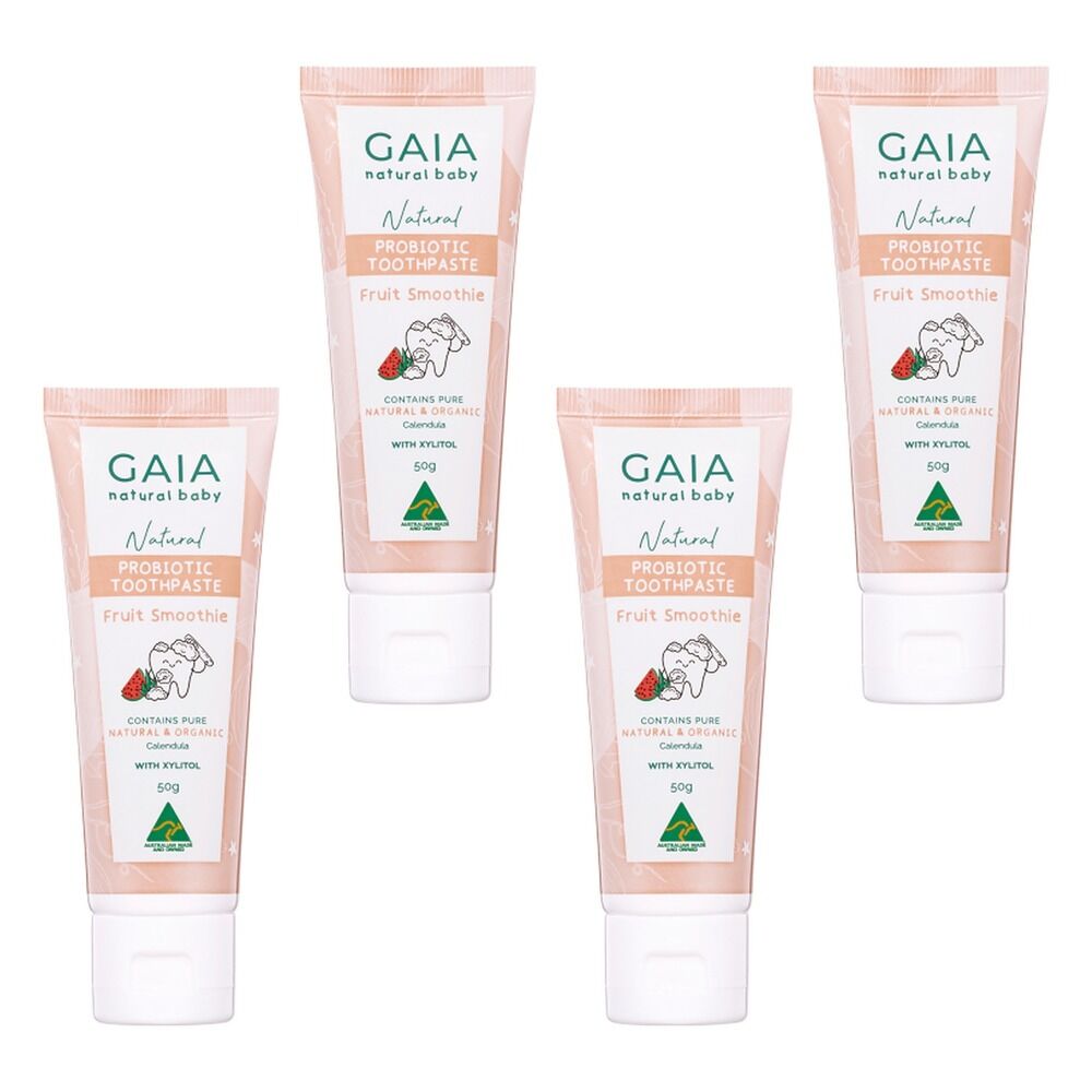 GAIA Natural Probiotic Toothpaste Fruit Smoothie 50g Pack of 4