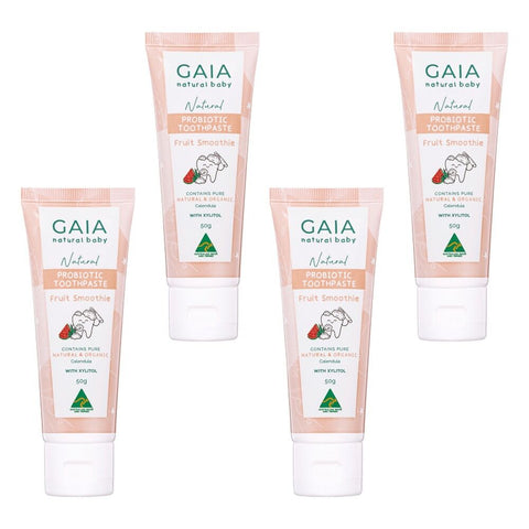 GAIA Natural Probiotic Toothpaste Fruit Smoothie 50g Pack of 4