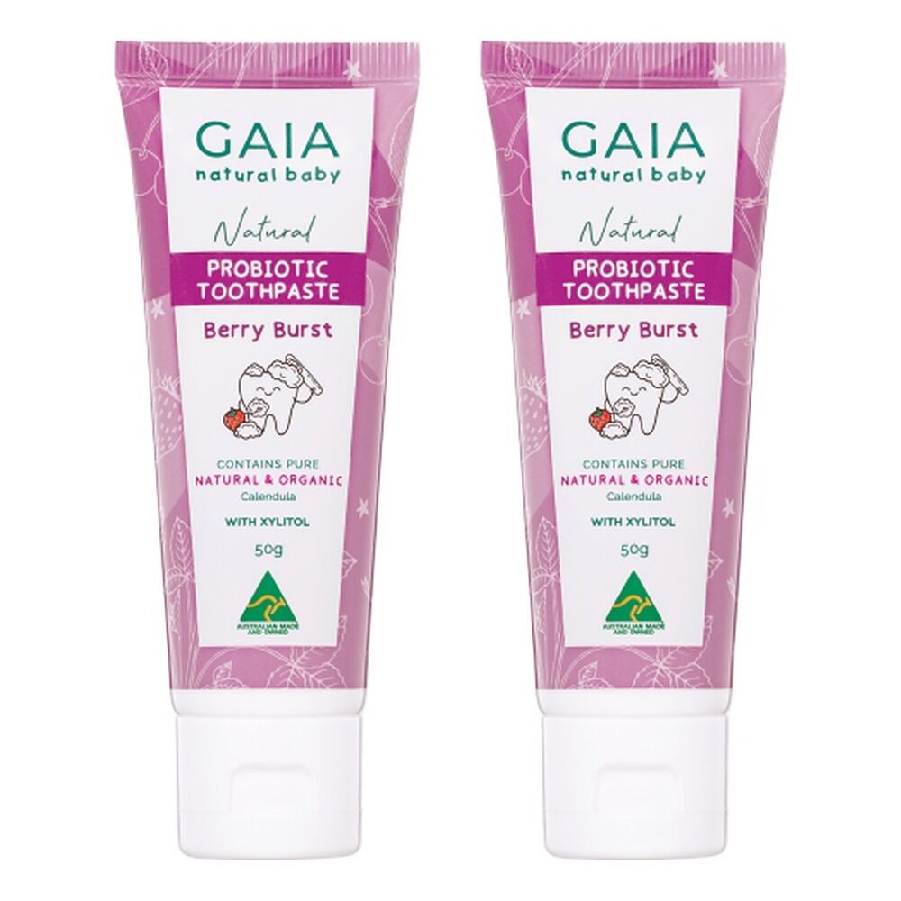 GAIA Natural Probiotic Toothpaste Berry Burst 50g Pack of 2
