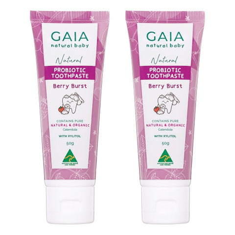 GAIA Natural Probiotic Toothpaste Berry Burst 50g Pack of 2