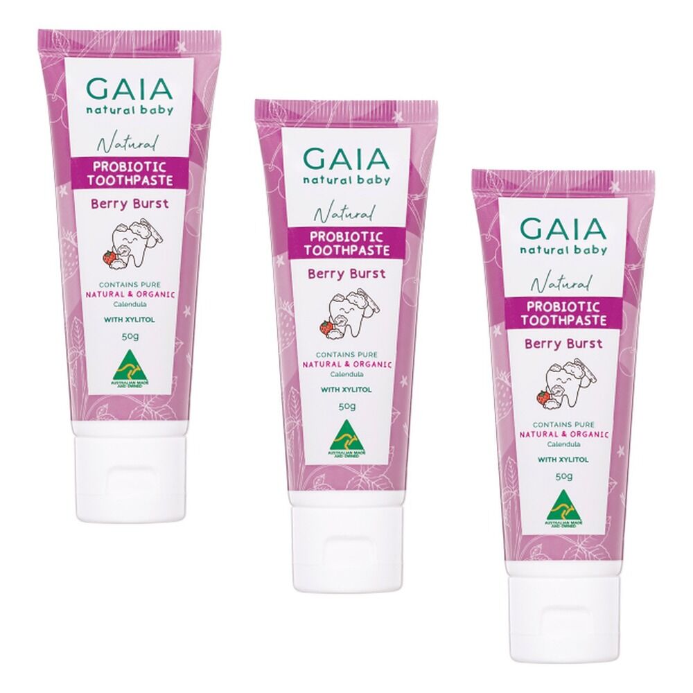 GAIA Natural Probiotic Toothpaste Berry Burst 50g Pack of 3