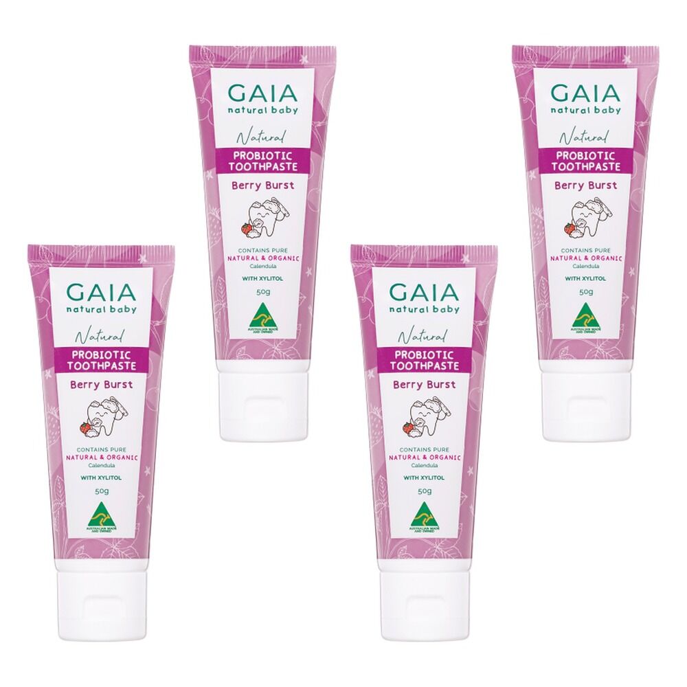 GAIA Natural Probiotic Toothpaste Berry Burst 50g Pack of 4