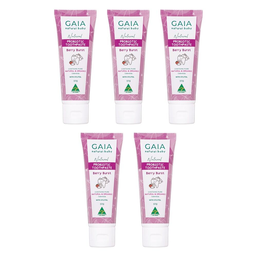 GAIA Natural Probiotic Toothpaste Berry Burst 50g Pack of 5