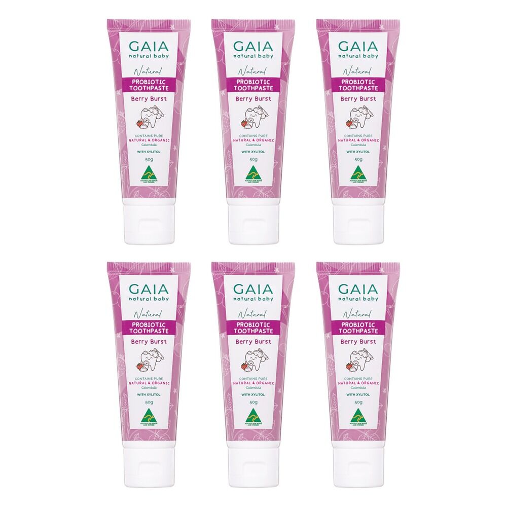 GAIA Natural Probiotic Toothpaste Berry Burst 50g Pack of 6