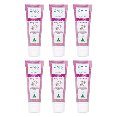 GAIA Natural Probiotic Toothpaste Berry Burst 50g Pack of 6