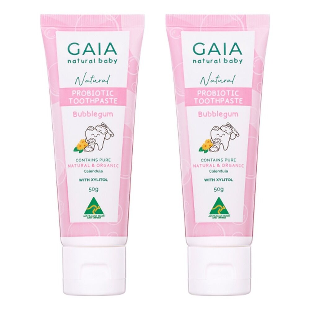 GAIA Natural Probiotic Toothpaste Bubblegum 50g Pack of 2