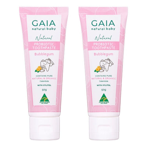 GAIA Natural Probiotic Toothpaste Bubblegum 50g Pack of 2