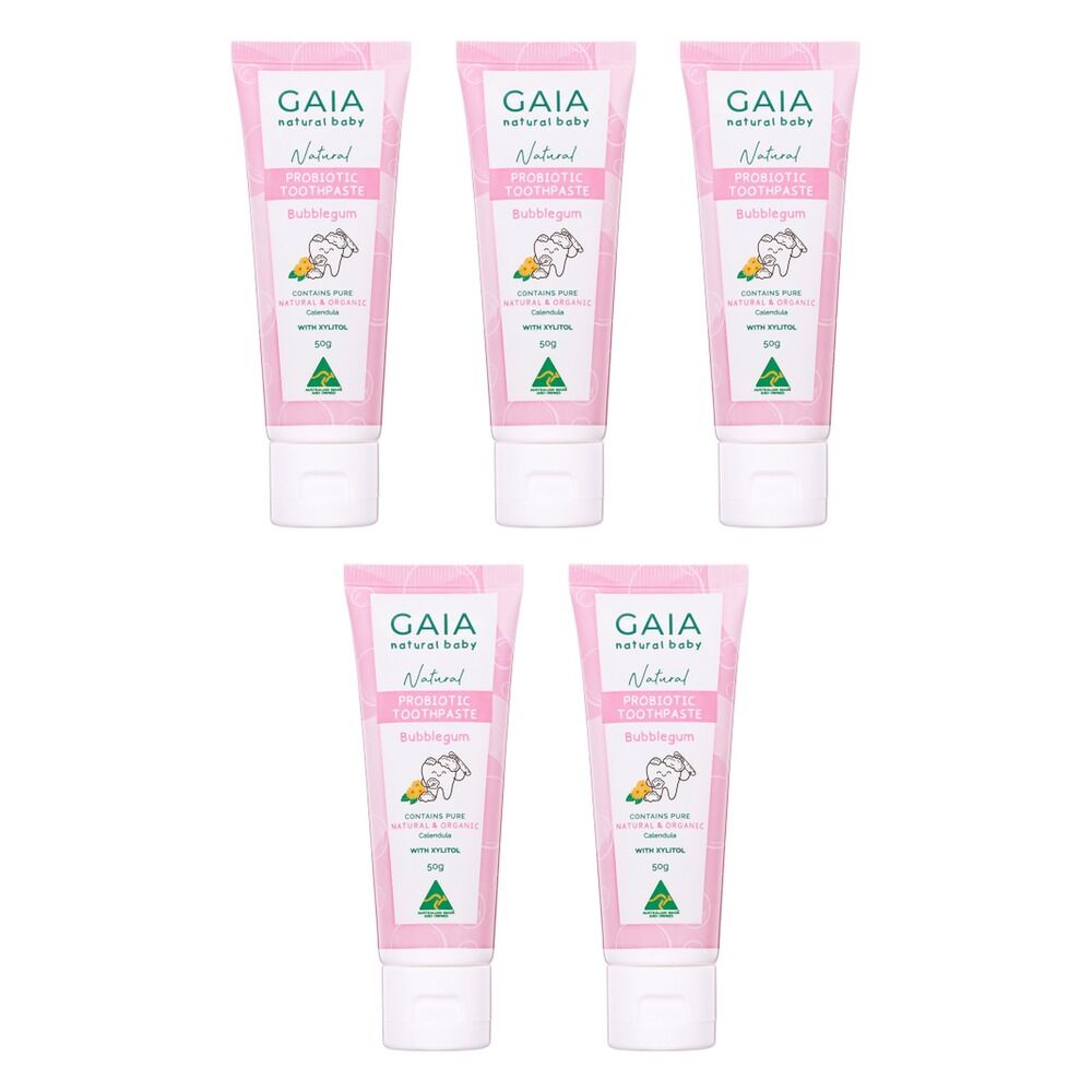 GAIA Natural Probiotic Toothpaste Bubblegum 50g Pack of 5