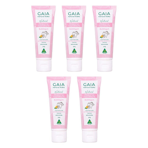 GAIA Natural Probiotic Toothpaste Bubblegum 50g Pack of 5