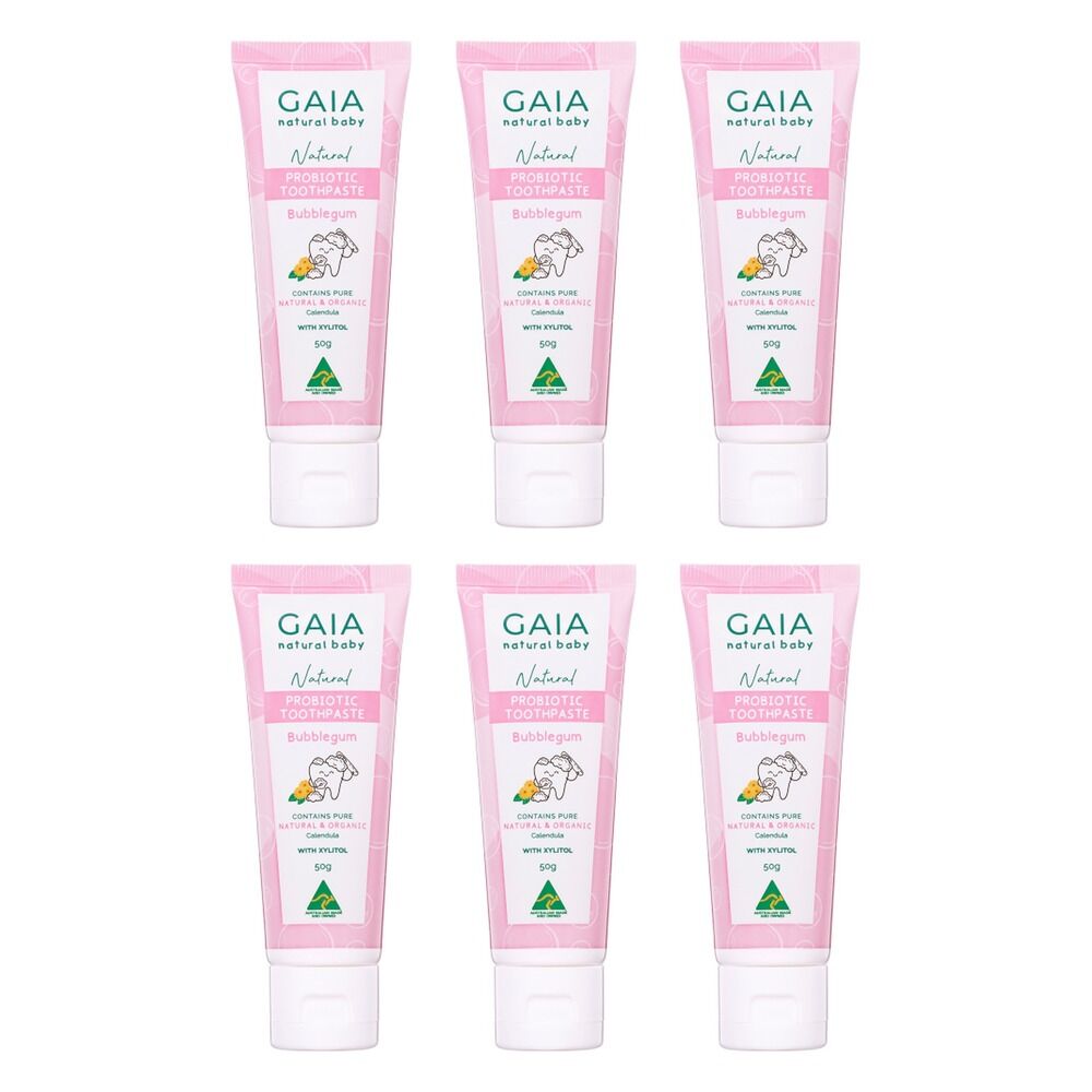 GAIA Natural Probiotic Toothpaste Bubblegum 50g Pack of 6