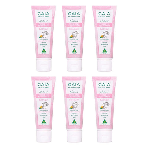 GAIA Natural Probiotic Toothpaste Bubblegum 50g Pack of 6