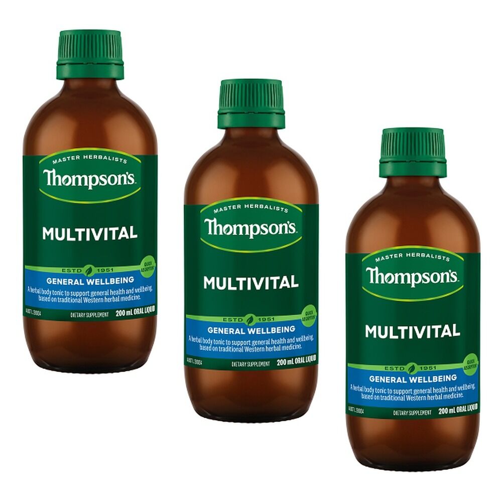 Thompson's Multivital Herbal Body Tonic 200mL Pack of 3