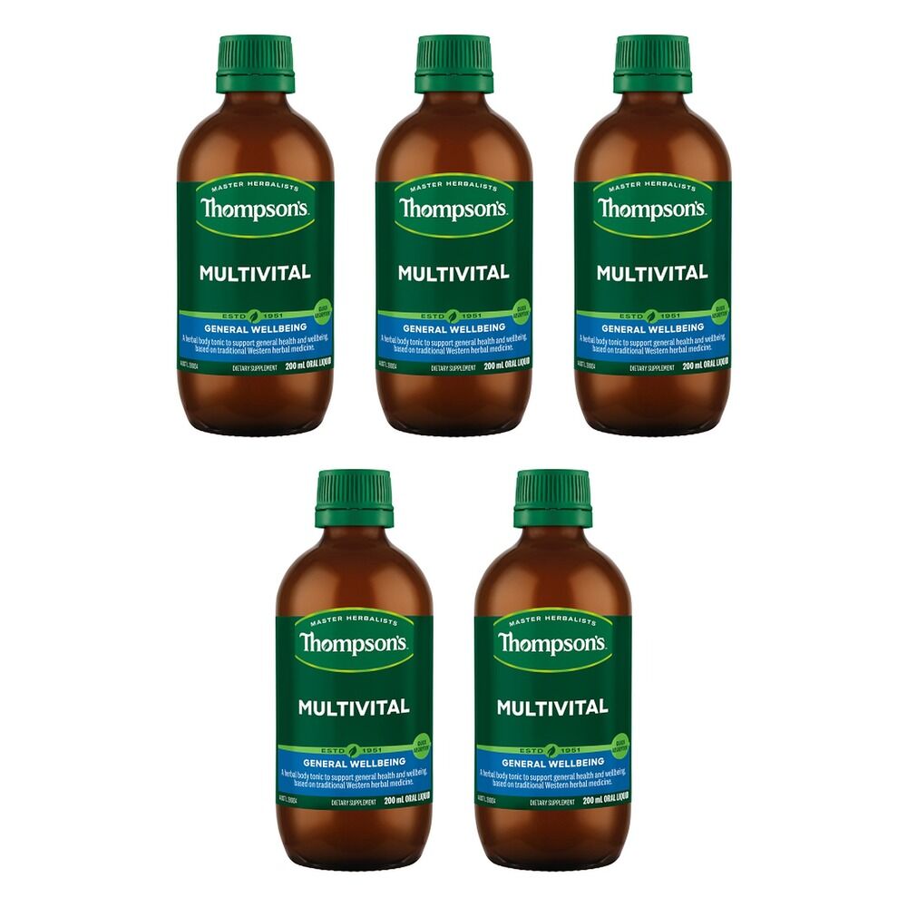 Thompson's Multivital Herbal Body Tonic 200mL Pack of 5