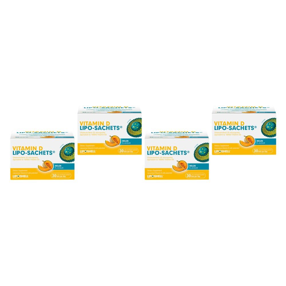 Lipo-Sachets Vitamin D Melon Flavour Sachets 5g 30 Pack Bundle of 4