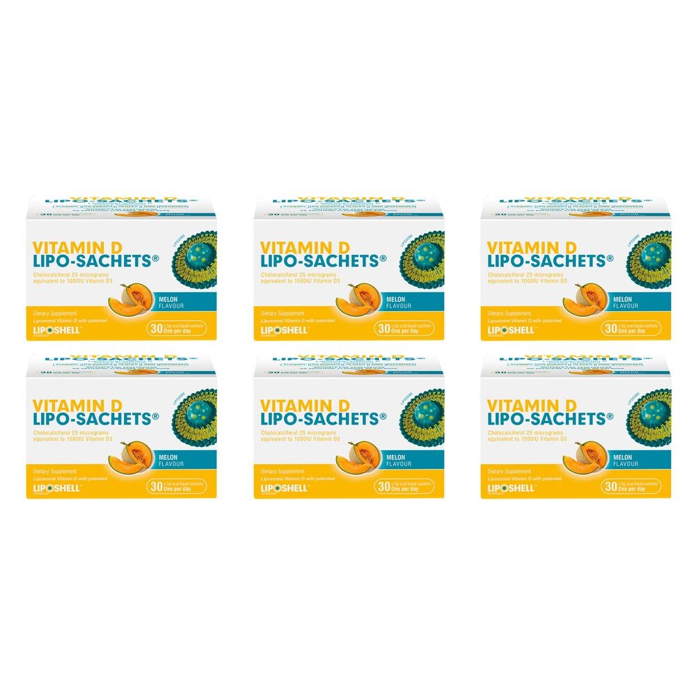 Lipo-Sachets Vitamin D Melon Flavour Sachets 5g 30 Pack Bundle of 6