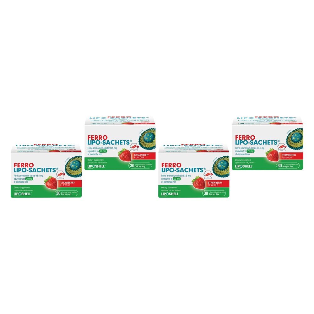 Lipo-Sachets Ferro Strawberry Flavour Sachets 5g 30 Pack Bundle of 4