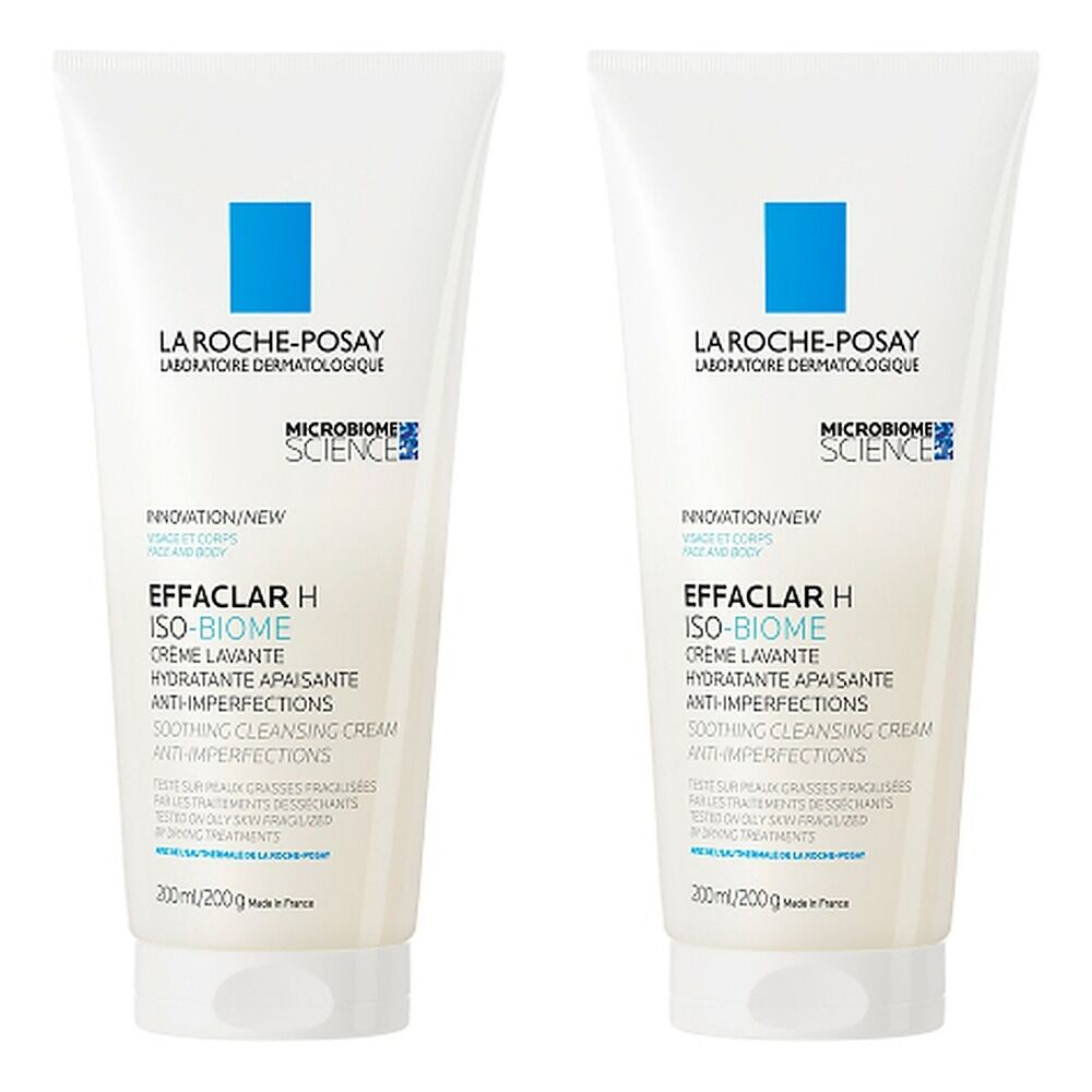 La Roche-Posay Effaclar H Iso-Biome Soothing Cleansing Cream 200mL Pack of 2