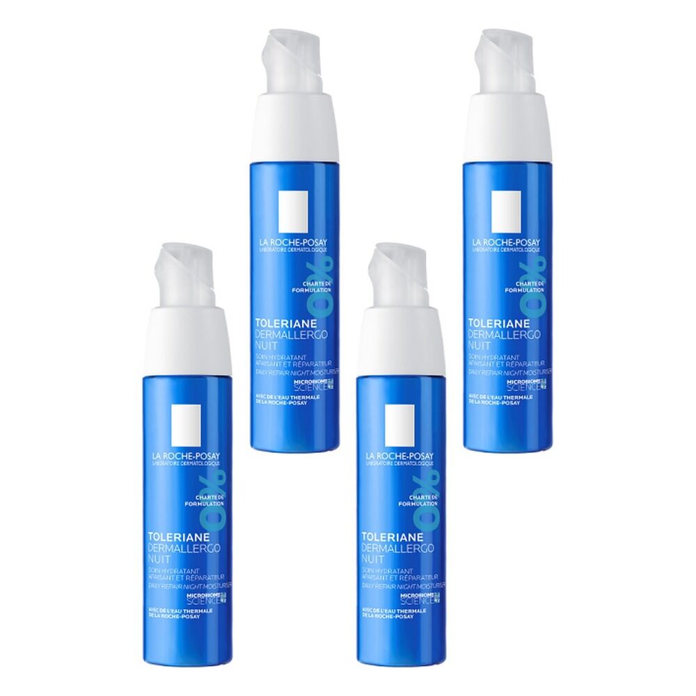 La Roche-Posay Toleriane Dermallergo Overnight Sensitive Moisturiser Pack of 4