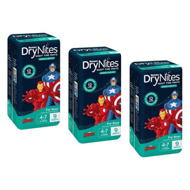 Huggies DryNites Night Time Pants Boys 4-7 Years 9 Pack x 3 Bundle of 3