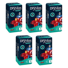 Huggies DryNites Night Time Pants Boys 4-7 Years 9 Pack x 3 Bundle of 5