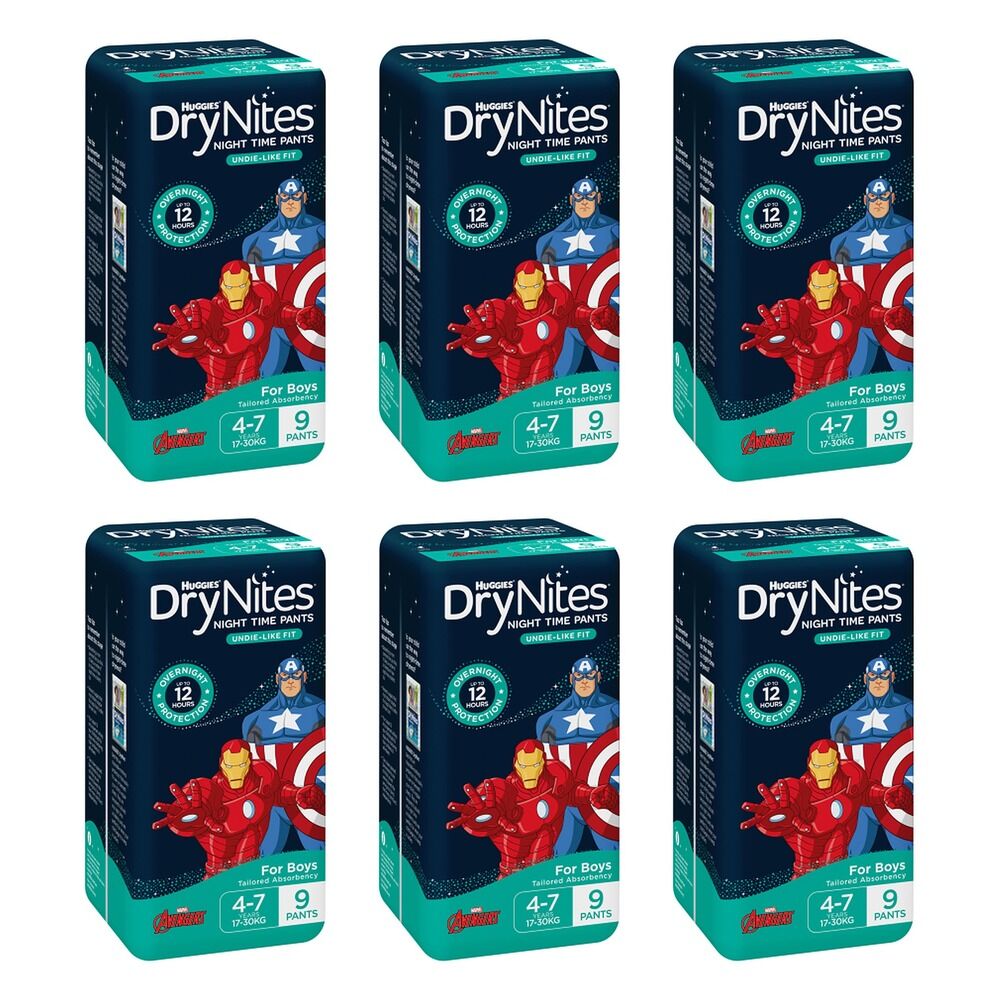 Huggies DryNites Night Time Pants Boys 4-7 Years 9 Pack x 3 Bundle of 6