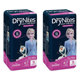 Huggies DryNites Night Time Pants Girls 4-7 Years 9 Pack x 3 Bundle of 2