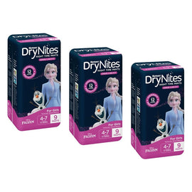 Huggies DryNites Night Time Pants Girls 4-7 Years 9 Pack x 3 Bundle of 3