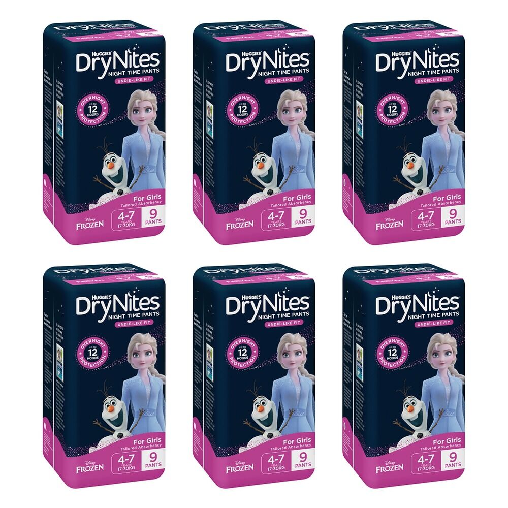 Huggies DryNites Night Time Pants Girls 4-7 Years 9 Pack x 3 Bundle of 6