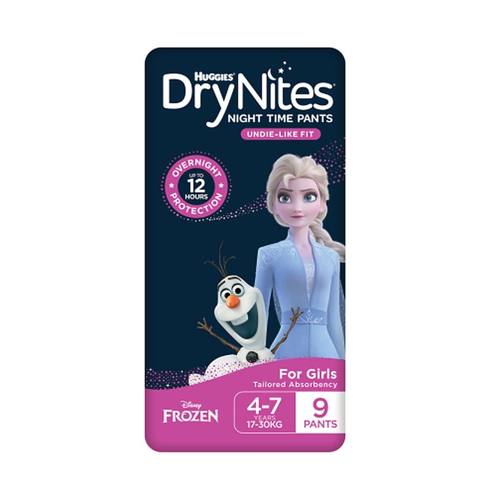 Huggies DryNites Night Time Pants Girls 4-7 Years 9 Pack x 3