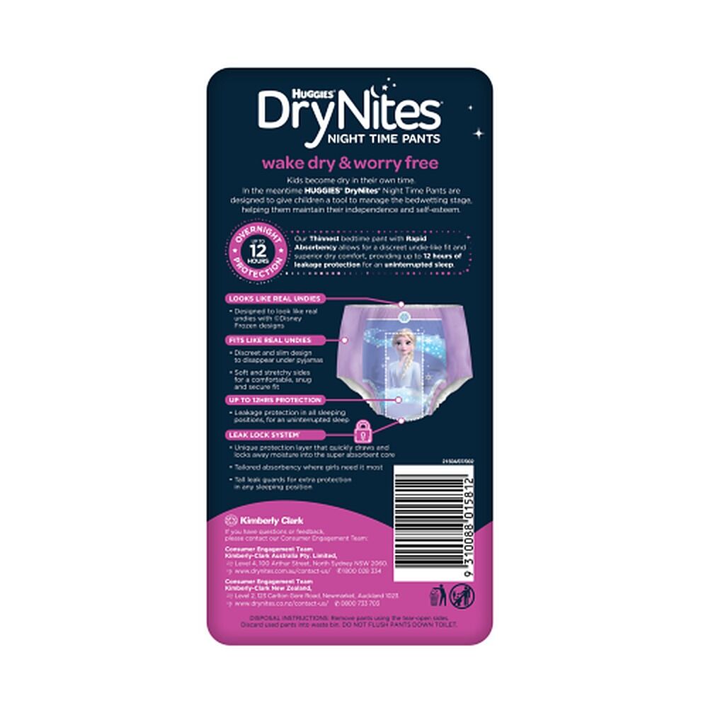 Huggies DryNites Night Time Pants Girls 4-7 Years 9 Pack x 3