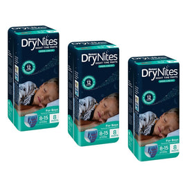 Huggies DryNites Night Time Pants Boys 8-15 Years 8 Pack x 3 Bundle of 3