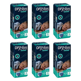 Huggies DryNites Night Time Pants Boys 8-15 Years 8 Pack x 3 Bundle of 6