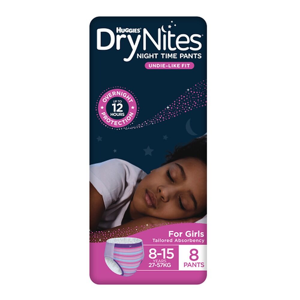 Huggies DryNites Night Time Pants Girls 8-15 Years 8 Pack x 3