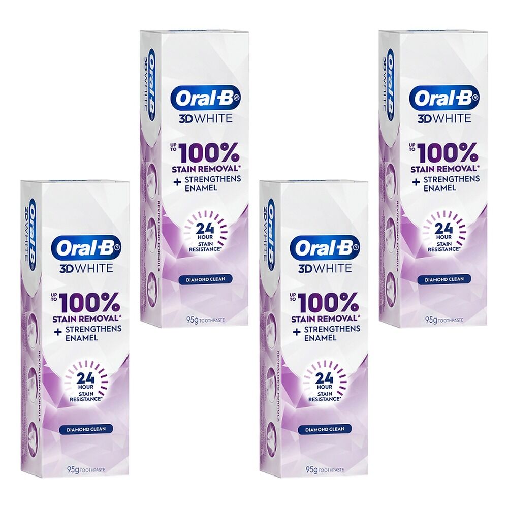 Oral-B 3D White Lasting White Enamel Strong Toothpaste 95g Pack of 4