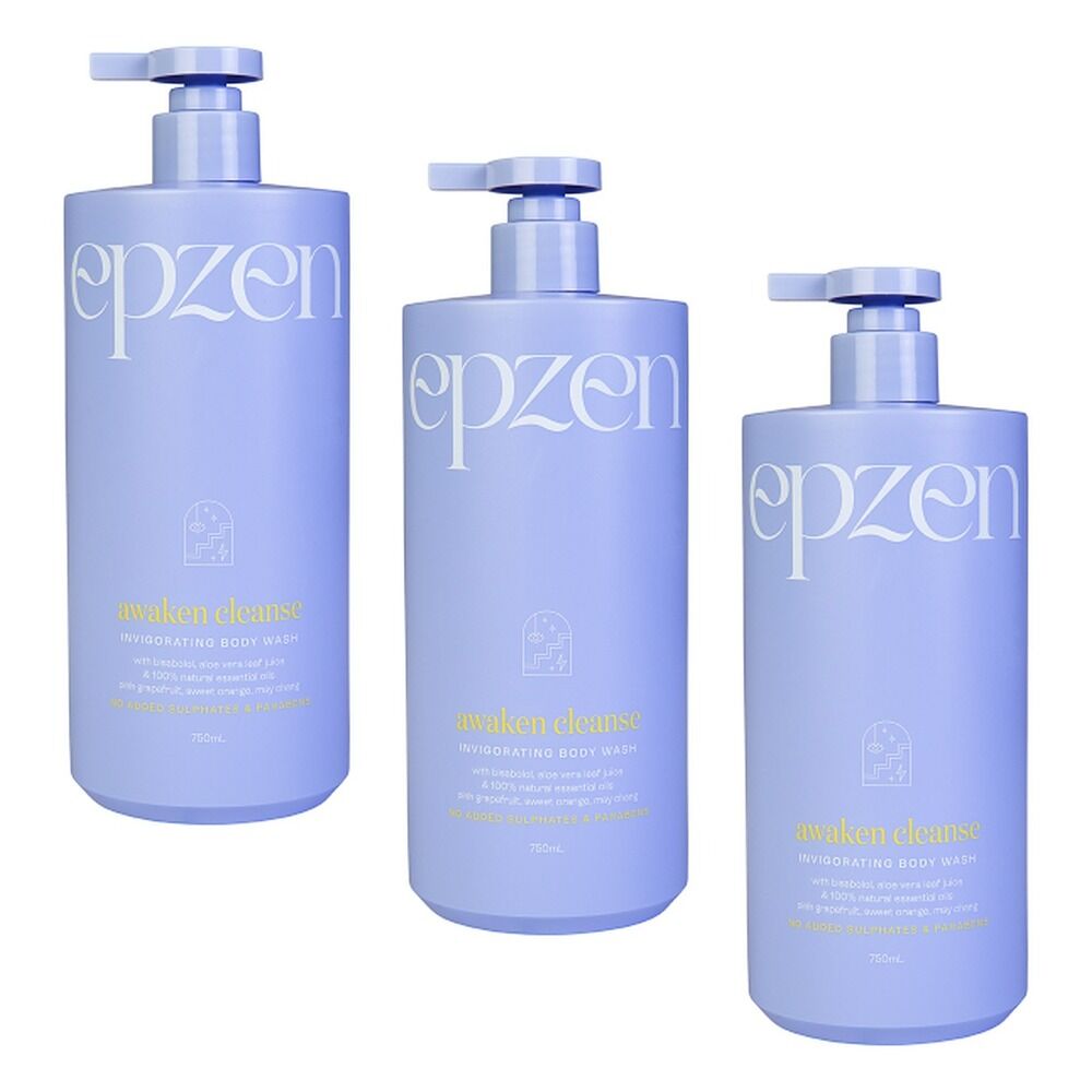 EpZen Awaken Cleanse Invigorating Body Wash 750mL x 3 Bundle of 3