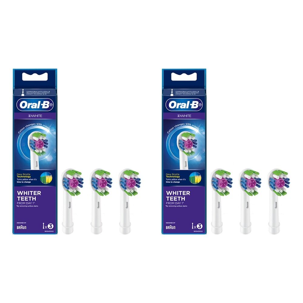 Oral-B 3D White Replacement Brush Heads 3 Pack Bundle of 2