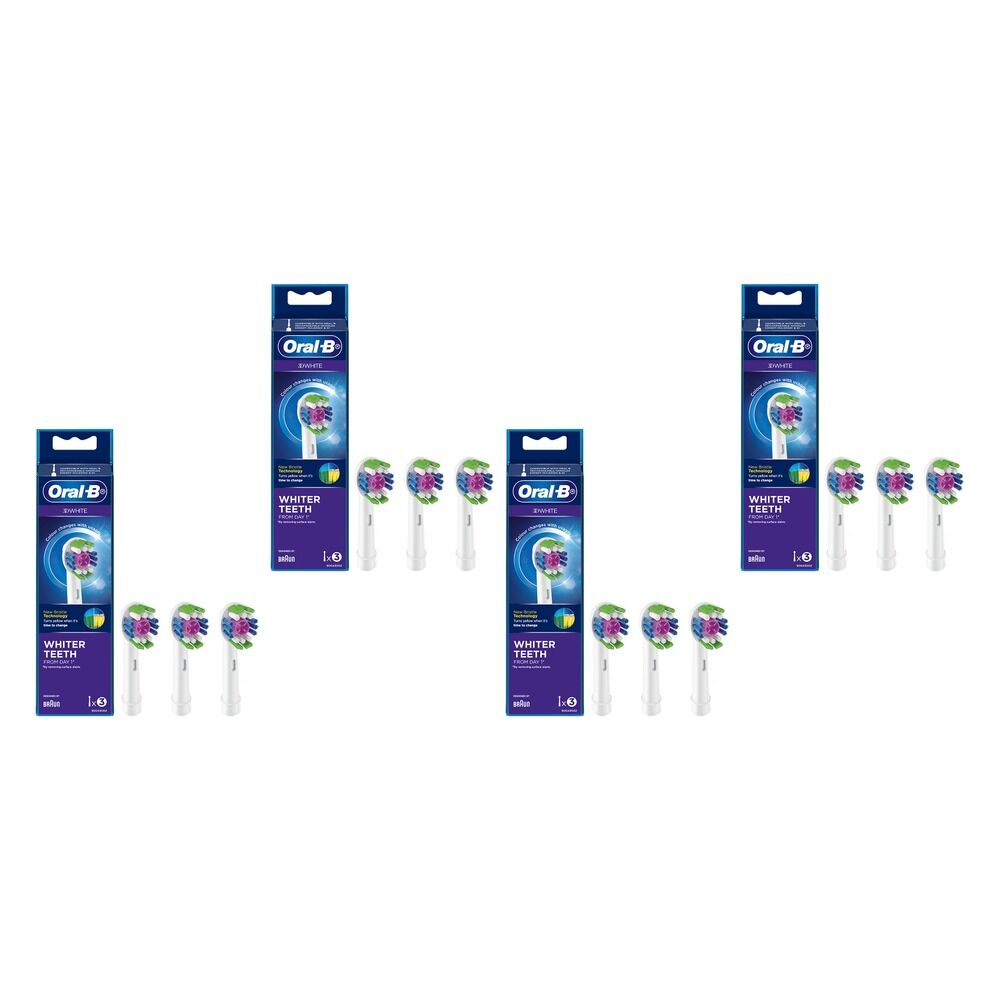 Oral-B 3D White Replacement Brush Heads 3 Pack Bundle of 4