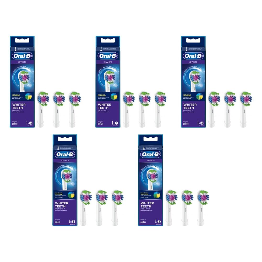 Oral-B 3D White Replacement Brush Heads 3 Pack Bundle of 5