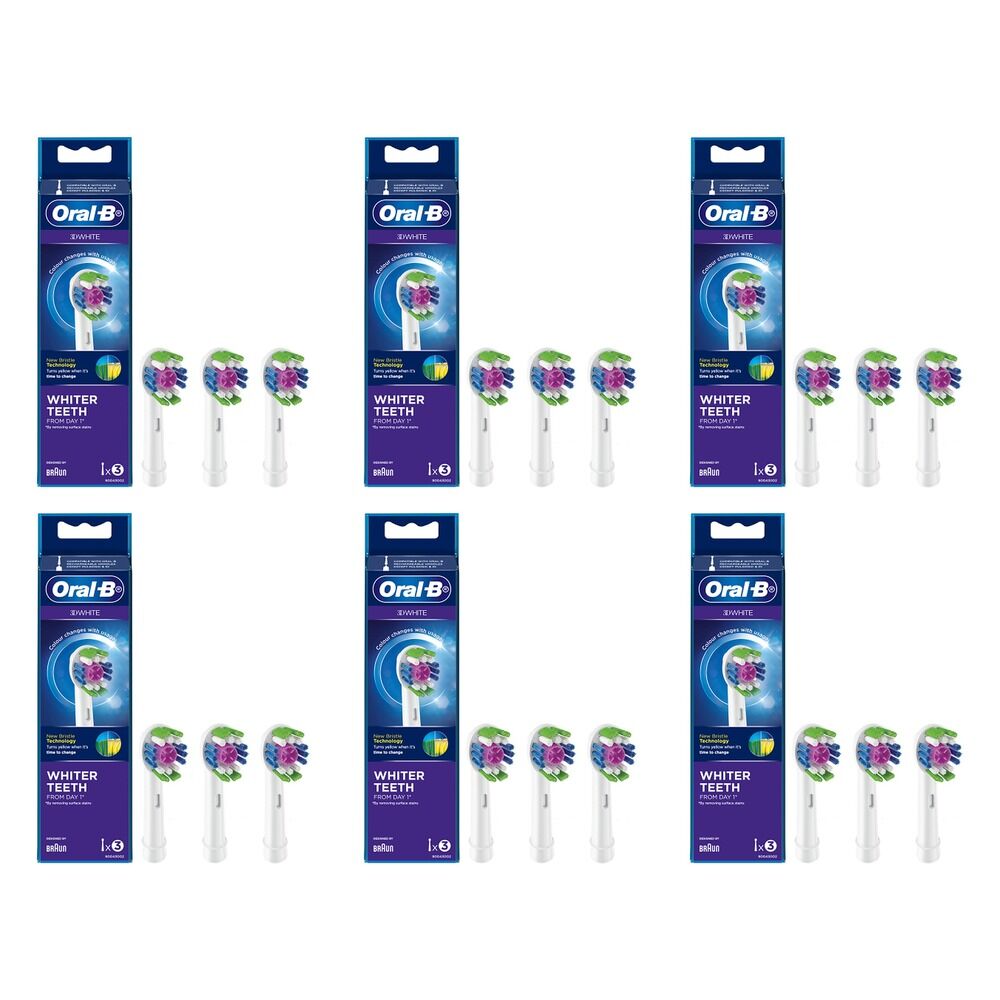 Oral-B 3D White Replacement Brush Heads 3 Pack Bundle of 6