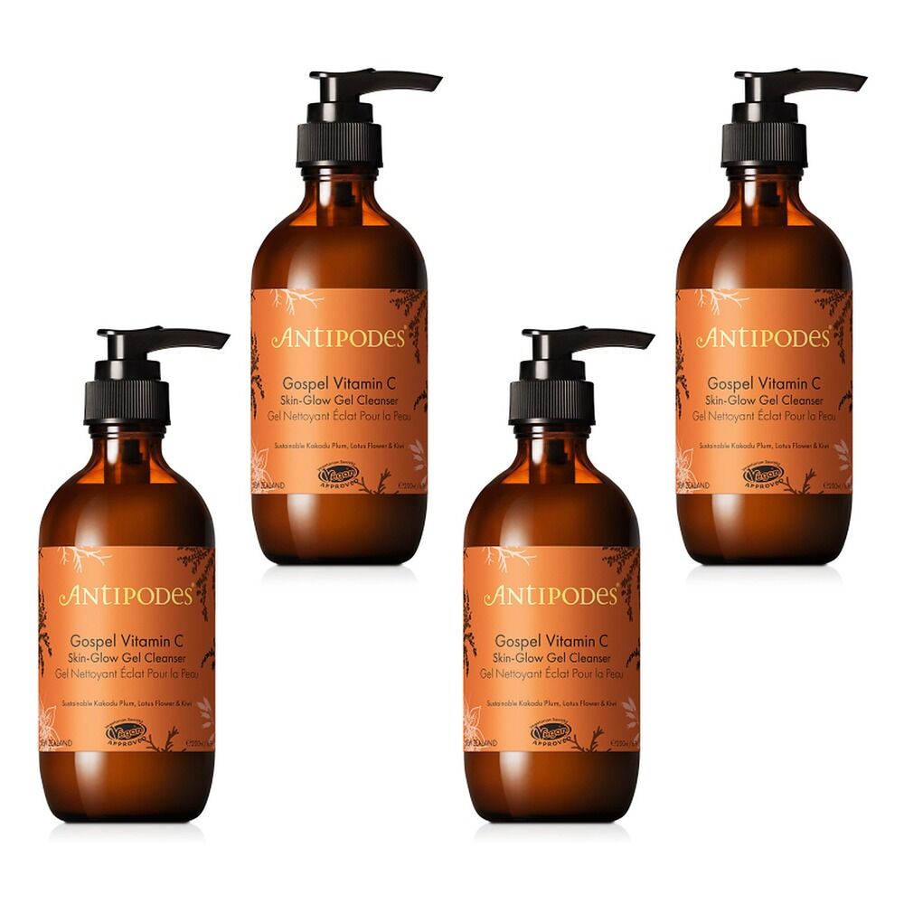 Antipodes Gospel Vitamin C Skin Glow Gel Cleanser 200mL Pack of 4