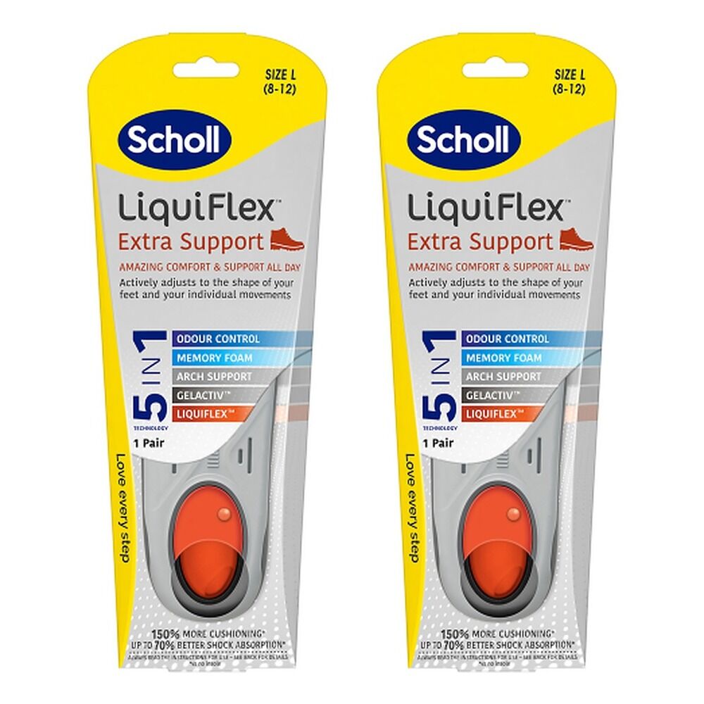 Scholl LiquiFlex Extra Support Insole Large 8-12 Pack of 2
