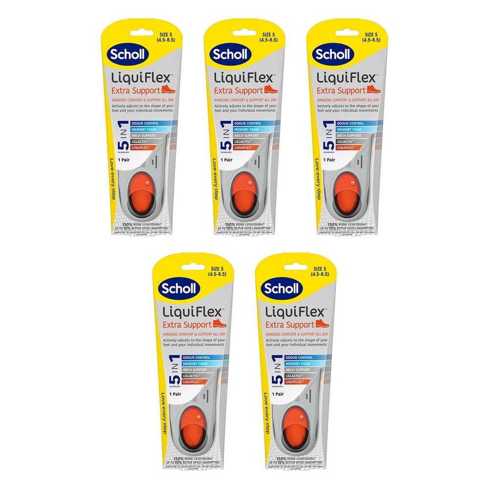 Scholl LiquiFlex Extra Support Insole Small 4.5-8.5 Pack of 5