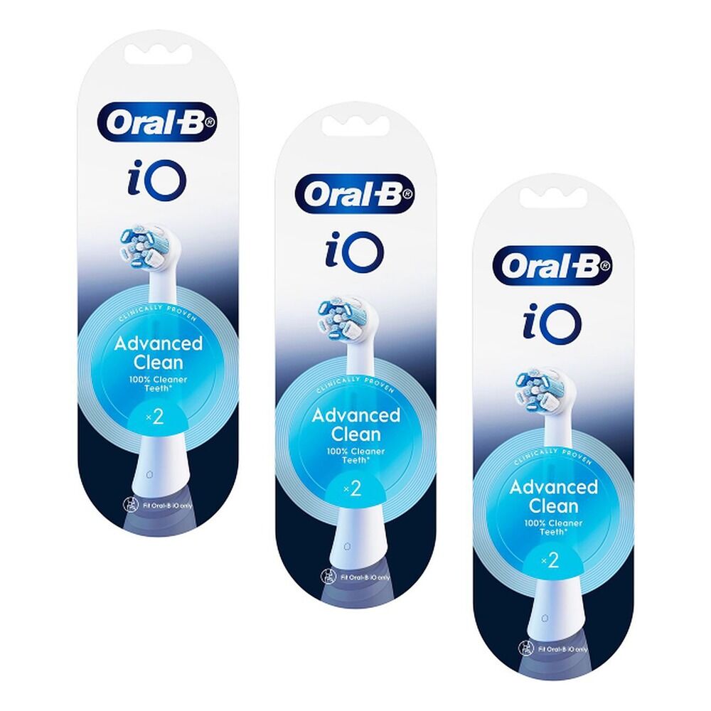 Oral-B iO Advanced Clean Replacement Heads White 2 Pack Bundle of 3