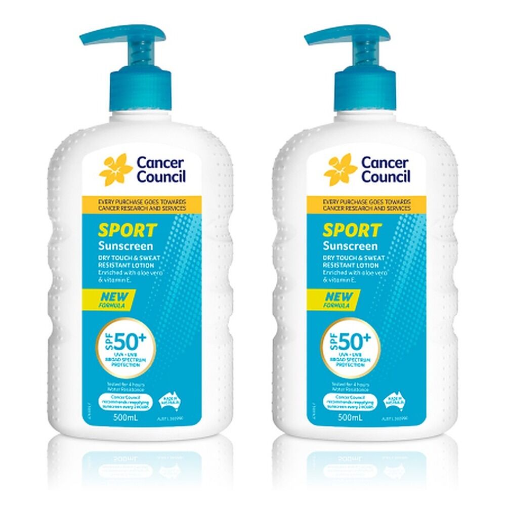 Cancer Council Sport Sunscreen Dry Touch & Sweat Resistant Lotion SPF Pack of 2