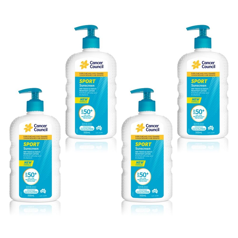 Cancer Council Sport Sunscreen Dry Touch & Sweat Resistant Lotion SPF Pack of 4