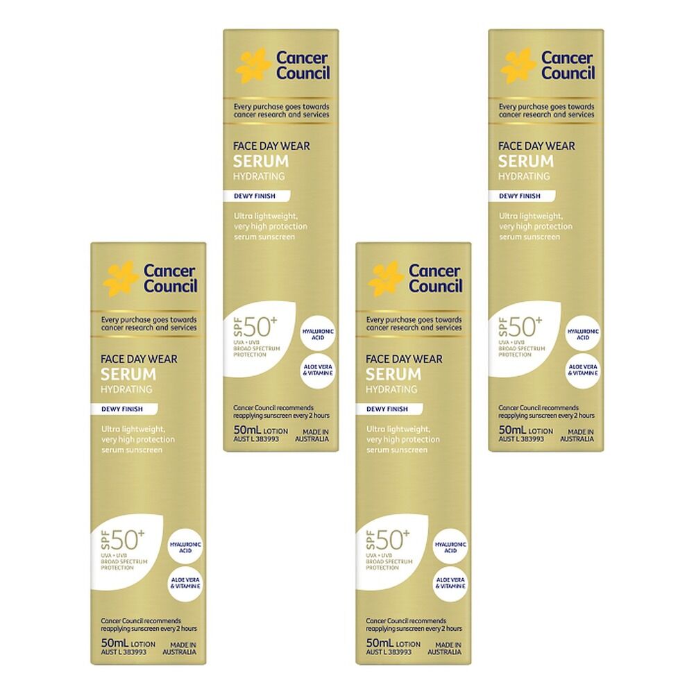 Cancer Council Face Day Wear Serum Hydrating SPF 50+ 50mL Pack of 4