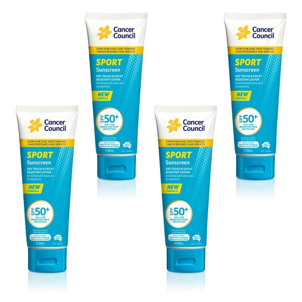 Cancer Council Sport Sunscreen Dry Touch & Sweat Resistant Lotion SPF Pack of 4